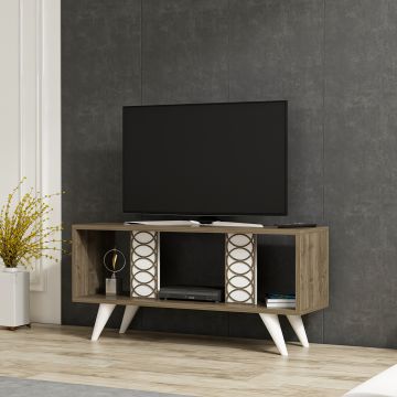 [en.casa] TV meubel Ockelbo 45x90x30 cm walnootkleurig en wit