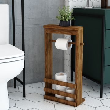 [en.casa] Toiletpapierhouder Thyborøn 62x30x14 cm houtkleurig donker