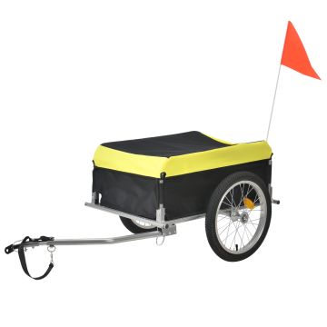 Fiets aanhangwagen fietskar 130x65x50 cm geel en zwart