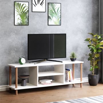 [en.casa] TV meubel Ærøskøbing 120x29x43 cm wit - 4 varianten