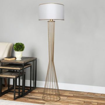 [lux.pro] Staande lamp Newcastle 155 cm E27 wit en messing