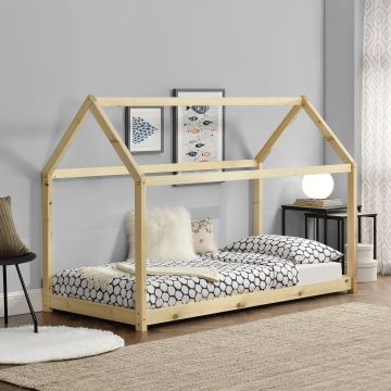 Kinderbed Netstal houten bed huisbed 70x140 cm houtkleurig