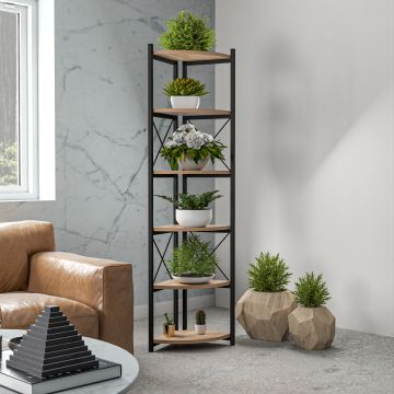 [en.casa] Plantenstandaard Ulfborg 160x30x30 cm houtkleurig en zwart