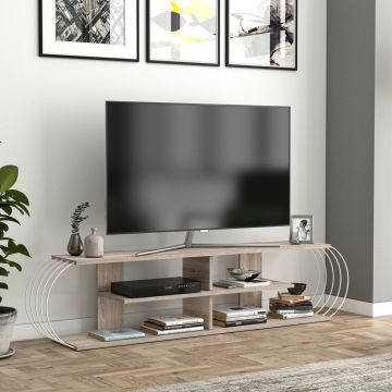 [en.casa] TV meubel Robertsfors 180x31x42 cm eiken en wit