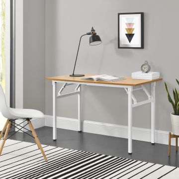 Eettafel bureau 120x60x75 - 76,4 cm opvouwbaar verstelbaar beuken en wit