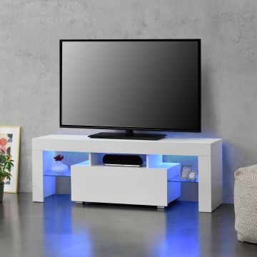 Tv meubel Grimsey met led verlichting 130x35x45 cm wit