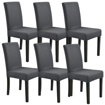 Stoelhoes set van 6 hoes voor stoelen stretch donkergrijs
