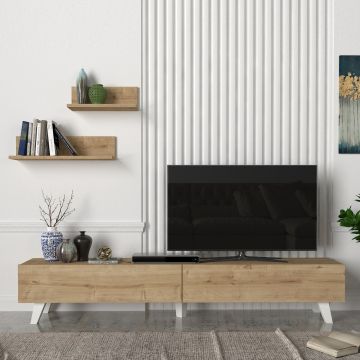 [en.casa] TV-meubel met plankenset Saarijärvi eiken