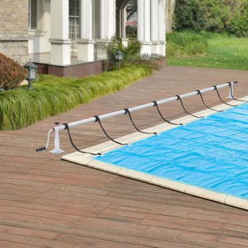 Oprolsysteem Oliveti zwembad afdekzeil 147-555 cm met 8 spanbanden