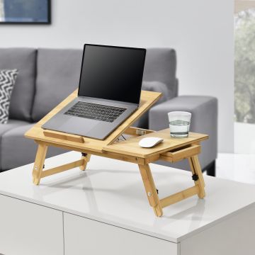 [en.casa] Bamboe laptoptafel bedtafel tot 55x35x20-28 cm