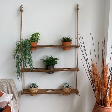 [en.casa] Plantenhanger Nakskov met planken 105x90x17 cm houtkleurig