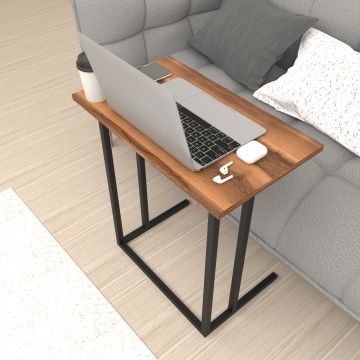 [en.casa] Bureau Högsby laptoptafel 65,5x60x35,5 cm walnootkleurig en zwart