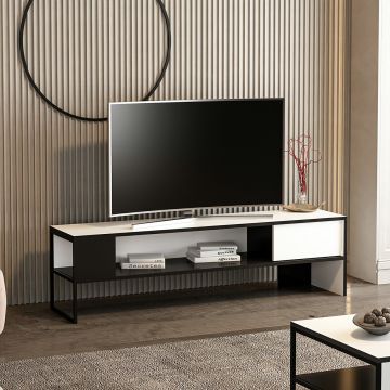 [en.casa] TV meubel Faaborg 150x35x42 cm wit en zwart