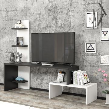 [en.casa] TV meubel Hörby 124x32x100 cm zwart en wit