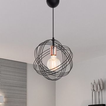 [lux.pro] Hanglamp Hove E27 zwart en koperkleurig