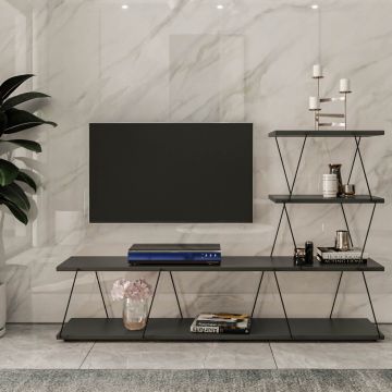 [en.casa] TV meubel Båtsfjord 150x30x93 cm antraciet